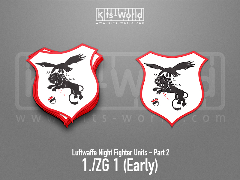 Kitsworld SAV Sticker - Luftwaffe Night Fighters - I./ZG 1 (Early) W:94mm x H:100mm 